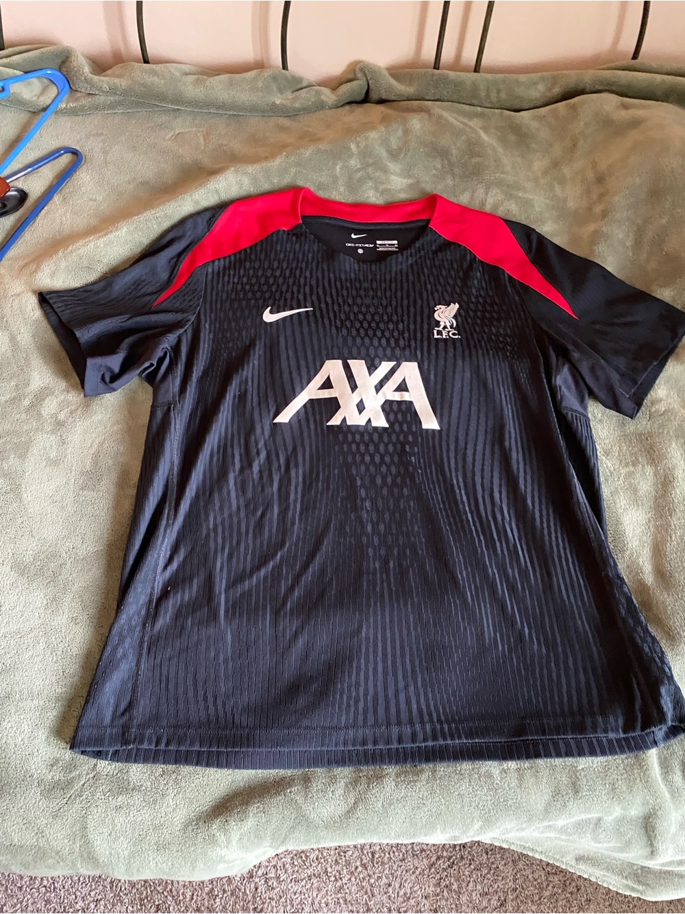 Nike Black and Red Liverpool AXA Football Jersey